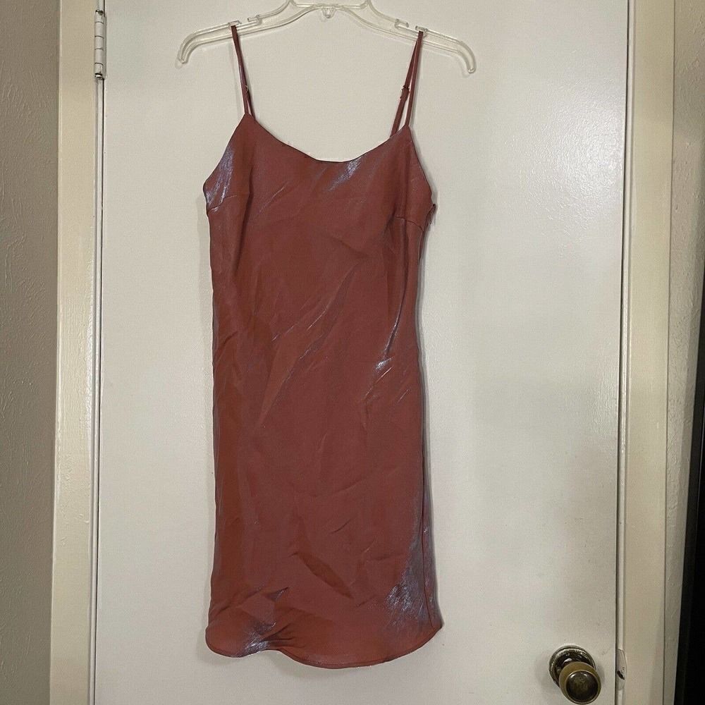 Forever 21 pink sheen shimmer slip tank dress size small